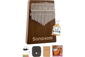 Sonodrum Kalimba "Sonolimba" mit 17 Schlüsseln in C - Dur aus Walnussholz - Daumenklavier inkl. Set mit Liederbuch, Schutztasche, Stimmhammer und weiteres. Kalimba Instrument für Kinder und Erwachsene