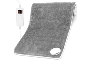 OGIMA Heat Pad, Heating Pads for Back Pain Relief, Electric Heat Pad with Auto Shut Off and 5 Heat Level Settings, Machine Washable, Extra Large 30x60 cm (Grey)