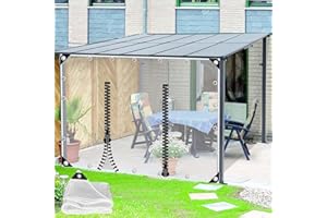 JOLAN Transparente PVC Plane Seitenteil Mit Reissverschluss Tür,Outdoor Durchsichtige Plane Vorhänge,Pergola Terrasse Veranda Carport Pavillon wasserdichte Abdeckplanen Mit Ösen,L×H-5.5 * 2.5m(18 * 8.2ft)