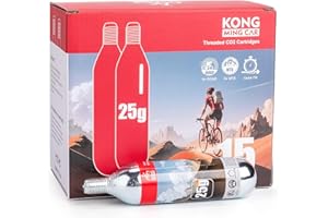 KONG MING CAR Cartouches de CO2 filetées, Cartouches de CO2 16g/25g avec Connexion filetée pour Tous Les gonfleurs de pneus de vélo CO2, Pompe à CO2 pour vélos de Route et de Montagne