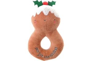 Ziggle Soft Plush Baby Rattle Toy | Newborn Sensory & Cuddly Gift | Christmas Pudding