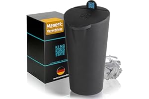 King Kong State Cubo de basura para coche con cierre magnético, color negro, de silicona lavable, incluye compartimento para monedas