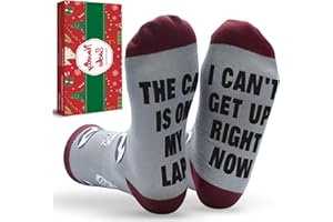 EASTPIN Funny Novelty Socks Christmas Gifts - Stocking Fillers for Teenage Boys Girls Secret Santa Birthday Valentines Gift Ideas for Men Women Xmas Presents Can't Get Up Right Now The Cat is On My Lap