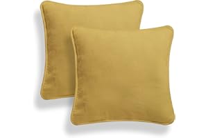 ARLINENS Colourful Plain Dyed 100% Cotton Cushion Cover Size 18"x18" (Mustard, pack of 4)