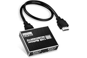 AVEDIO LINKS 4K@60HZ HDMI Splitter, Aluminium 4K HDMI Splitter 1 in 2 out Auto Scaling Function Verteiler 【Duplicate 2 gleiche Outputs, Not Extend】 Unterstützt HDCP, 4K, 3D, 1080P für PS5 usw (mit 1.2M HDMI Kabel)