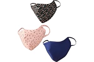 Touchstone Soft Cotton knitted Face Mask - medium size comfortable Washable double layer. (Pack of 3). Pink Blue Black