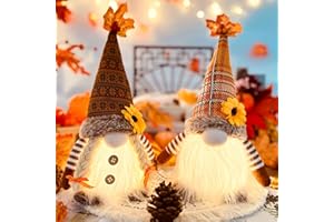 ‎ACAREY ACAREY Herbstdeko Wichtel mit Licht 2 Stück Herbst Dekoration Wichtel Groß 35cm Plüsch Wichtel Figuren Halloween Deko mit LED Weihnachten Deko Figure Herbsternte Beleuchtete Wichtel