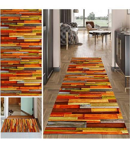 Weihnachts-Läufer Flurteppich 80x250 Cm – Waschbar, Rutschfest, Kurzflor, Für Küche, Eingangsbereich, Schlafzimmer