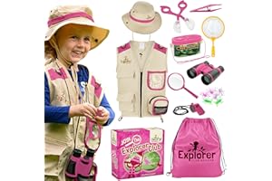 CHEERFUL CHILDREN TOYS Premium Kids Explorer Kit with Extra Sturdy Accessories for 3-7 Year Olds -Bug Hunting Costume Hat Vest boys girls Outdoor Backyard Safari Nature Zoo Keeper STEM Educational