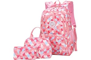 SellerFun Girl Geometric Printed Primary Junior High University School Bag Bookbag Backpack