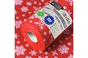 ‎NATUARTE NATUARTE Tischdeckenrolle Weihnachten 1.20 m x 25 m Stoffähnliches Vlies Tischdecke Weihnachten Einweg Tischdecke Rolle - Vorschnitt alle 1,20m - Tischdeckenrolle Rot - Weihnachtsfarbe 1.20x25m
