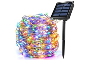 Ankway Guirlande lumineuse solaire colorée pour extérieur, 200 LED, 8 modes, 22 m, guirlande lumineuse solaire étanche pour jardin, terrasse, clôture, arbre de Noël, fête de mariage