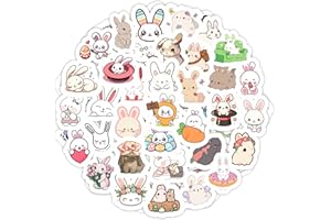 PADABAYKA 100 stück Hasen- und Kaninchen-Aufkleber für Trinkflaschen und Laptops - Hasenparty-Geschenke und Dekorationen, wasserdichte Vinyl-Aufkleber, niedliche Tier-Aufkleber - Bunny and Rabbit Stickers