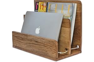Natuhr Zeitungsständer doppelbreit Tidy Holz Ablage Organizer Zeitungshalter Ladestation für Handys, Tablets & Smartphones (Räuchereiche)