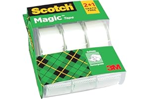 Scotch Magic Tape, Promo Pack, 2 Rolls on Handheld Dispenser + 1 Free, 19 mm x 7.5 m - General Purpose Sticky Tape for Document Repair, Labelling & Sealing