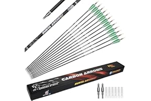 Sunya Pfeile für Bogenschießen. Spine 400/500, 30 Zoll Carbonpfeile, Bogen Erwachsene Jagdpfeile für Recurvebogen Compoundbogen. 12er Pack