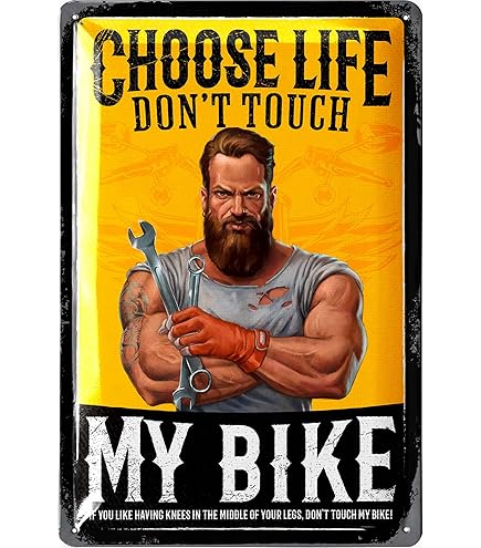 LANOLU Vintage tinnen bord - biker regels, motorfiets muur decor, vintage metalen kunst, motorfiets metalen bord voor garage - 12x8 inch