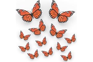 YelaJoy 4 Sets 48 Pcs Monarch Butterfly Decorations - 3 Sizes Realistic Fake Butterflies with Magnet for Home Wall Decor, Party, Wedding & Celebration