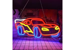 Flixyticy Enseignes lumineuses néon Racing Car, LED néon à suspendre pour chambre de garçon, décoration murale pour salle de jeux, cadeau d'anniversaire (Racing Car)