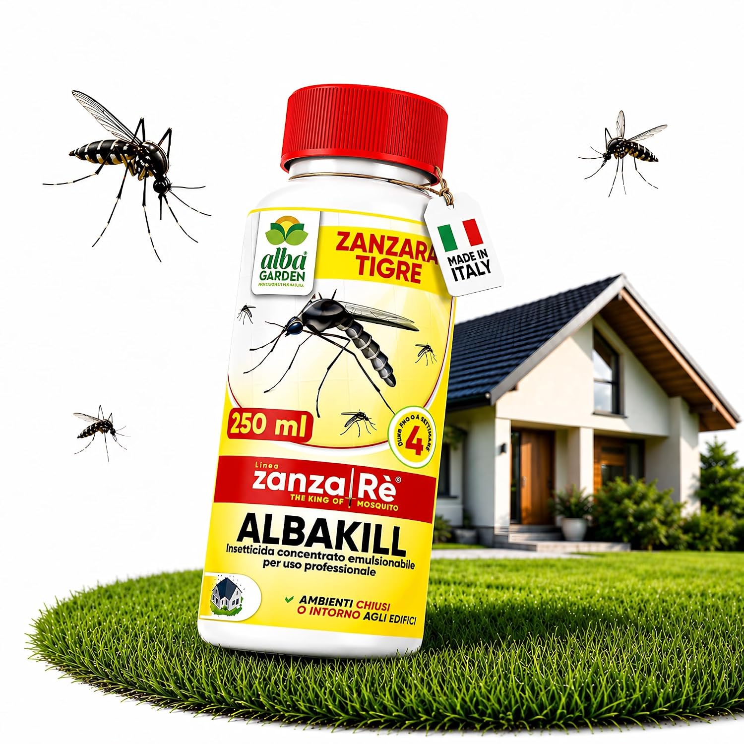 Albagarden - Insetticida Antizanzare Giardino Concentrato - Insetticida per Esterno E Interno contro Zanzare Comune e Zanzara Tigre - Barriera Anti Zanzare x 250 ml