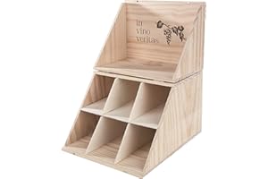 MYBOXES Weinbox Vino Veritas für 6 Flaschen - Holz Weinkiste, 27.5 x 19 x 35 cm, Natur, für Tischplatte