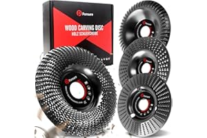 Pomsare Angle Grinder Wood Carving Disc 115mm, 4 PCS Wood Grinding Wheel, Angle Grinder attachments, Grinder Shaping Disc for Angle Grinders with 22.23mm Arbor & M14 Threads