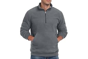 QIXING Mens Oversized Half Zip Sweatshirt Polar Fleece Pullover with Turtleneck and Ribbed Edges - Warm Soft Jumper Top for UK