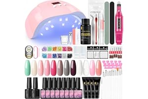 COSCELIA Kit Manucure avec Lampe LED 36W Sèche-ongles UV Kit Verni Semi Permanent 8 Couleurs et 4pcs Poly Extension Gel Top Coat Base Coat Kit Complet pour Débutants