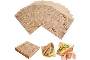 TESSTSY 160 Pezzi Sacchetti Carta per Alimenti, 15x15 cm Sacchetti per Panini, Carta Alimentare, Carta per Hamburger, Sacchetti per Hamburger, Sacchetti per Snack Antiolio, per Pasticcerie Picnic Feste