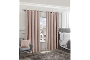 Emma Barclay Cali Eyelet - Woven Thermal Blackout Eyelet Curtains in Blush Pink - Width 66 x Drop 54" (168 x 137cm)
