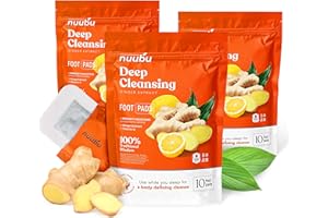 ‎NUUBU Nuubu Ginger Detox Fußpflaster (3-pack) für Stressabbau & Tiefschlaf 100% natürliche Fußpads mit Bambusessig und Ingwerpulver zur Entfernung von Giftstoffen und Reinigung des Körpers