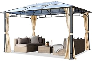 TOOLPORT Gartenpavillon 3x4 m Aluminium Gestänge Polycarbonat Dach ca. 8mm Pavillon Gartenzelt 4 Seitenteile Champagner