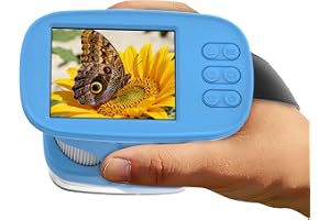 Barnmikroskop med förbättrad skärm på 2,4 tum och 4K-upplösning – bärbart minimikroskop med ficka (1 000x) – Stem pedagogisk leksak för vetenskap, födelsedag