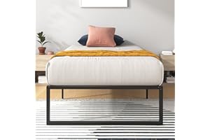 Zinus Lorelai 3ft Single Bed Frame (90 x 190 cm) - 14.2'' Height - Metal Bed Base with Steel Slat Support - Storage Space Underneath - Easy Assembly - Black