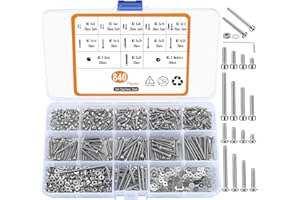 HAOCHEN Set di Viti M2,5, 840 Viti a Esagono Incassato con Viti a Testa Bombata, Dadi, Rondelle e Inscatolamento, per Macchine in Acciaio Inox
