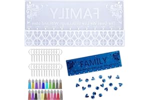 Cayway Silikon-Harzformen-Set, 41-teilig, 1 Wandplaner-Form, Kalender-Form, Harzgussformen, 20 x Schlüsselanhänger, 20 x Quasten für handgefertigte Bastelarbeiten und Dekoration