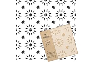 ‎NL NAKLEO ART & WALL DECOR NAKLEO Aldeia Sun Geometric Star Triangle Modern Plastic Reusable Floor Stencil DIY Wood Furniture Wall Decoration Terracotta 20 x 20 cm