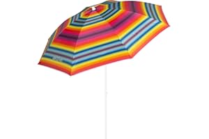 Aktive 62217 - Sombrilla de playa, Ø180 cm, con protección UV filtro 50, mástil Ø22-25 mm, incluye bolsa para transportarla, Sombrilla playa plegable, Aktive Beach,