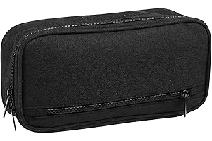 BATENGKEJI Pencil Case Adult Boys Men Pencil Case Adult Black Pencil Case Boys Girls Large Capacity Pencil Case with 2 Compartments Office Pencil Case Organiser, black, black pencil case