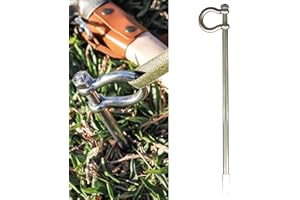 NACETURE Dog Tie Out Stake - Stainless Steel Heavy Duty Dog Stake for Outside, Dog Anchor for Dog Tie Out Cable for Yard, Free Swivel Dog Stake Camping Gear (30CM)