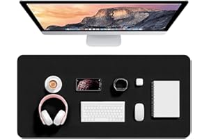 Hsurbtra Desk Pad, 90 x 43 cm PU Leather Desk Mat, XL Extended Mouse Pad, Waterproof Desk Blotter Protector, Ultra Thin Large Laptop Keyboard Mat, Non-Slip Desk Writing Pad for Office Home