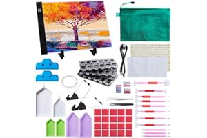MACTING A4 Light Box, Tracing Light Box with Diamond Painting Accessories 111Pcs Portable Ultra-Thin Light Pad for Drawing, Sketching, and Diamond Painting