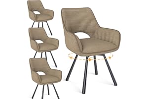‎WAFTING WAFTING esszimmerstühle 4er Set Drehbar 360°,Armlehnstuhl mit Metallbeinen,geeignet als Stühle Esszimmer,Samt Stuhl,Küchenstühle,Wohnzimmerstuhl,Polsterstuhl mit Samtigem Gefühl,Kaki