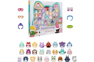 Squish-a-longs SQAL0034-25er Pack, enthält 25x 2.5 cm Mini-Squish, 5X Zubehörteile, 1x Ring & 1x Sammlerhandbuch - inkl. 2 Chase-Figuren - Sammeln, Tauschen, Spielen