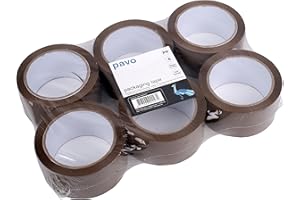 Pavo - Nastri Adesivi 50mmx66m x 6 pezzi, Marrone, Nastro da imballo