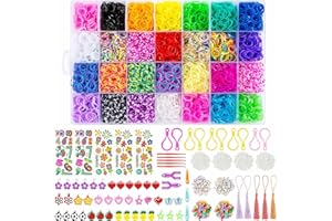 Wodasi 10000pz Colorato Elastici per Braccialetti, Elastici Braccialetti Bambini, Loom Bands Kit Elastici Loom Fare Braccialetti Bambina DIY Elastici Elastici di Gomma