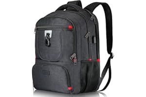 ‎BIKROD Rucksack Herren, Groß Wasserdicht Schulrucksack für Jungen Teenager, 17.3 Zoll Laptoptasche mit USB Ladeanschluss | Arbeit Reisen Wandern Backpack mit Anti Diebstahl Tasche, Schwarz Daypack, 25-40 L
