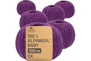 HANSA-FARM | 100% Baby Alpakawolle in 50+ Farben (kratzfrei) - 300g Set (6 x 50g) - weiche Alpaka Wolle zum Stricken & Häkeln in 6 Garnstärken by Hansa-Farm - Lila Heather