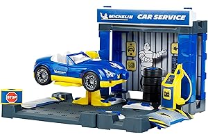 Theo Klein 3408 Stacja serwisowa Michelin z samochodzikiem | Budynek i samochód z możliwością demontażu | Z śrubokręt | Zabawki dla dzieci od 3 lat