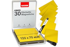 GAUDER Etichette magnetiche | (120 x 70 mm) Etichette per lavagna | Calamite da frigorifero